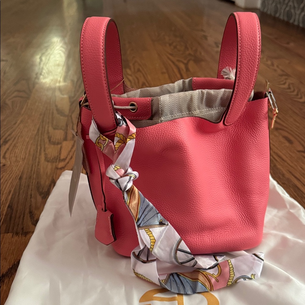 Pink Mini Bag with Scarf Accent